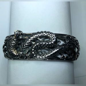 Dragon Bracelet Cuff 925 Sterling 18K yellow gold detailing